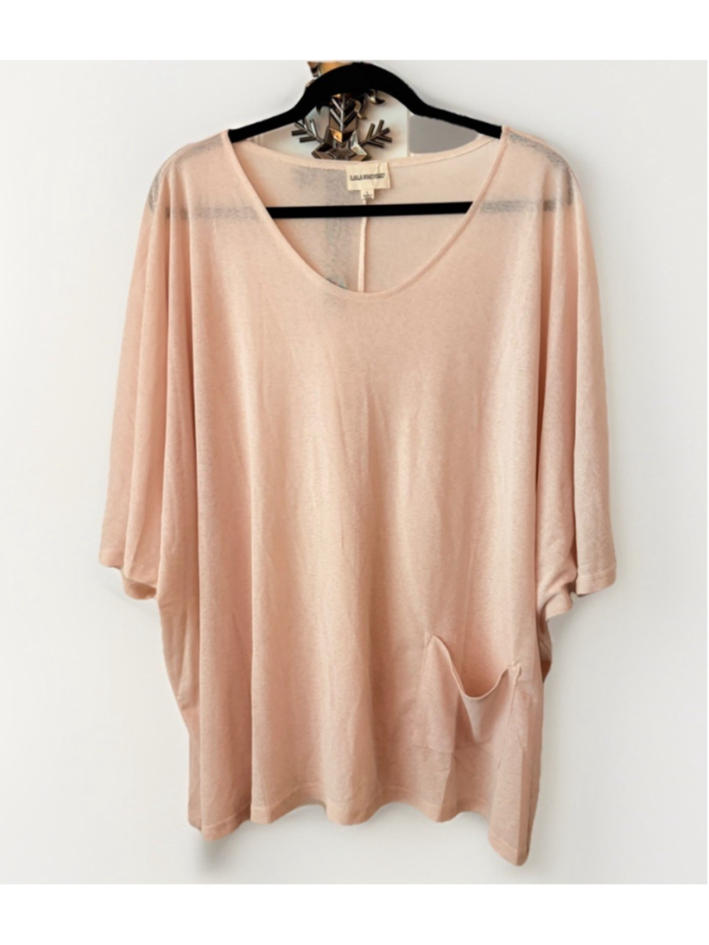 ☀️ Lala Factory Beige Oversized Tunic Top Large Pocket Dolman Sleeve L